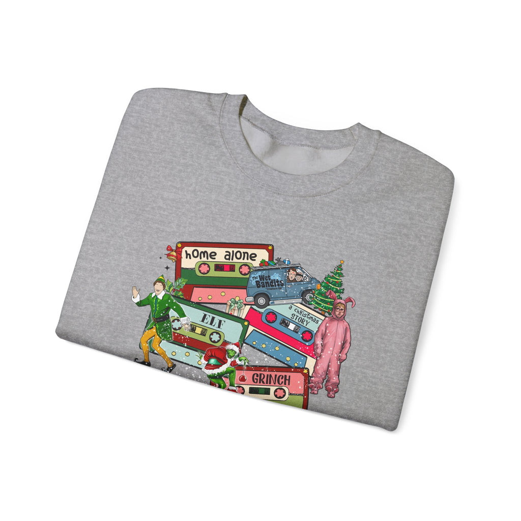Retro Holiday Movie Crewneck Sweatshirt – Cozy & Festive Design