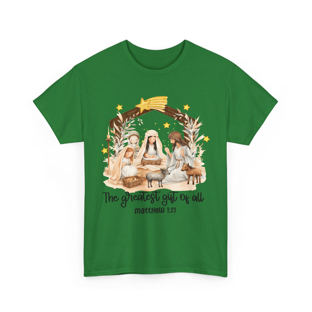 The Greatest Gift of All Heavy Cotton Tee - Christmas Nativity Design
