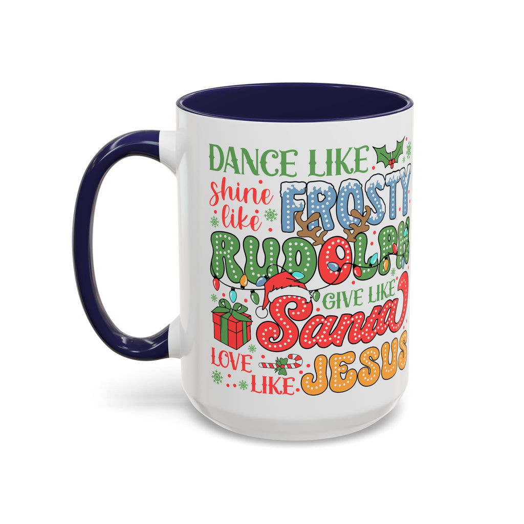 Festive Accent Coffee Mug - Holiday Cheer with Santa & Friends Design