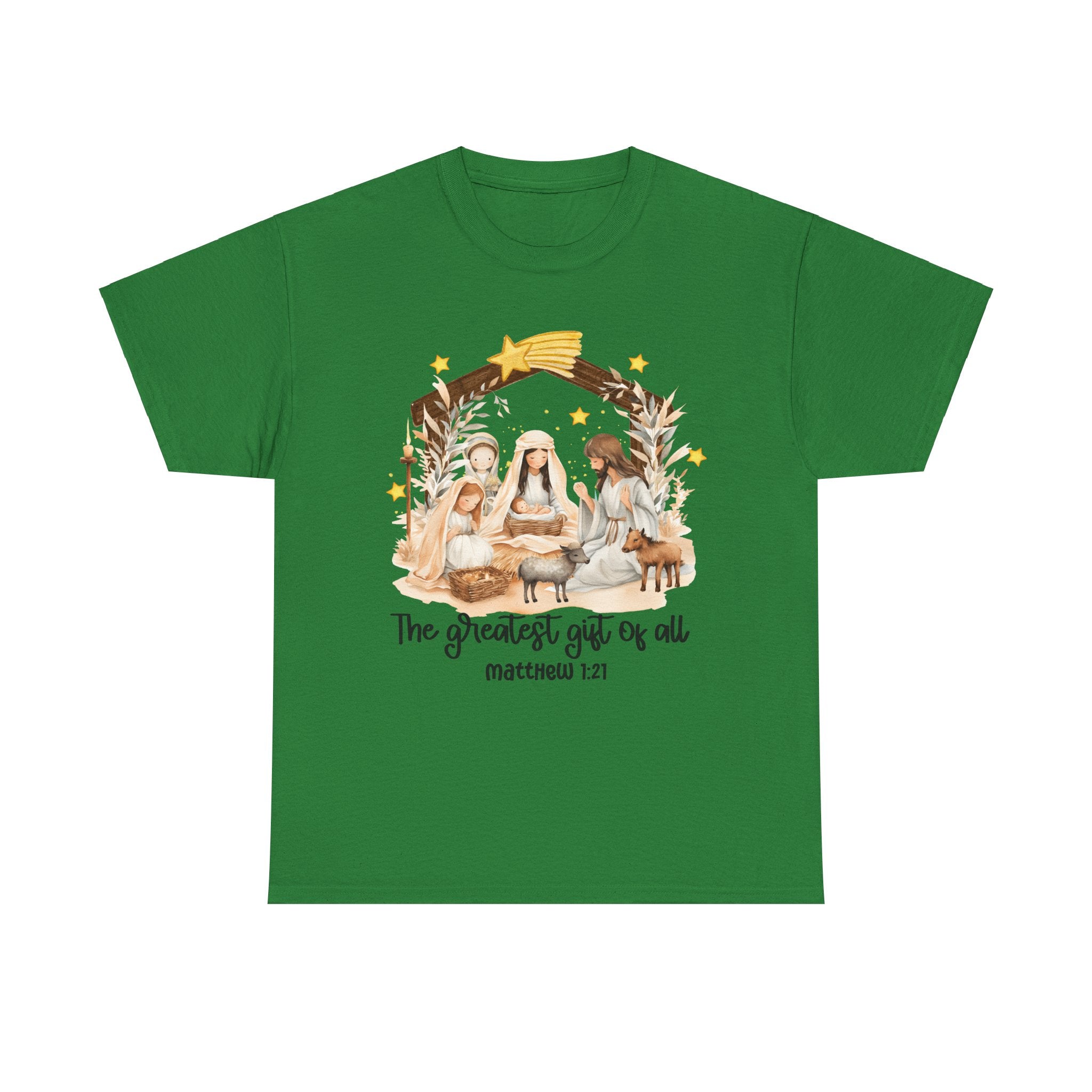The Greatest Gift of All Heavy Cotton Tee - Christmas Nativity Design