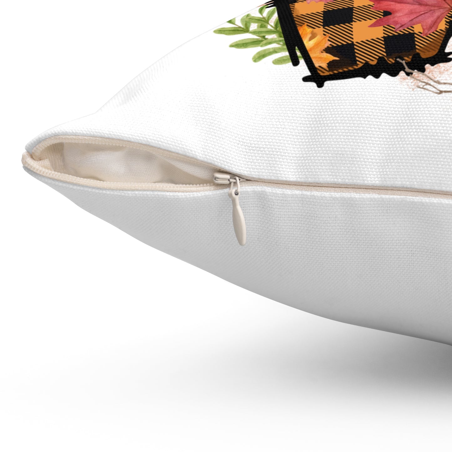 Autumn LOVE Pillow — Fall Plaid Pumpkin Coffee Decorative Throw Pillow