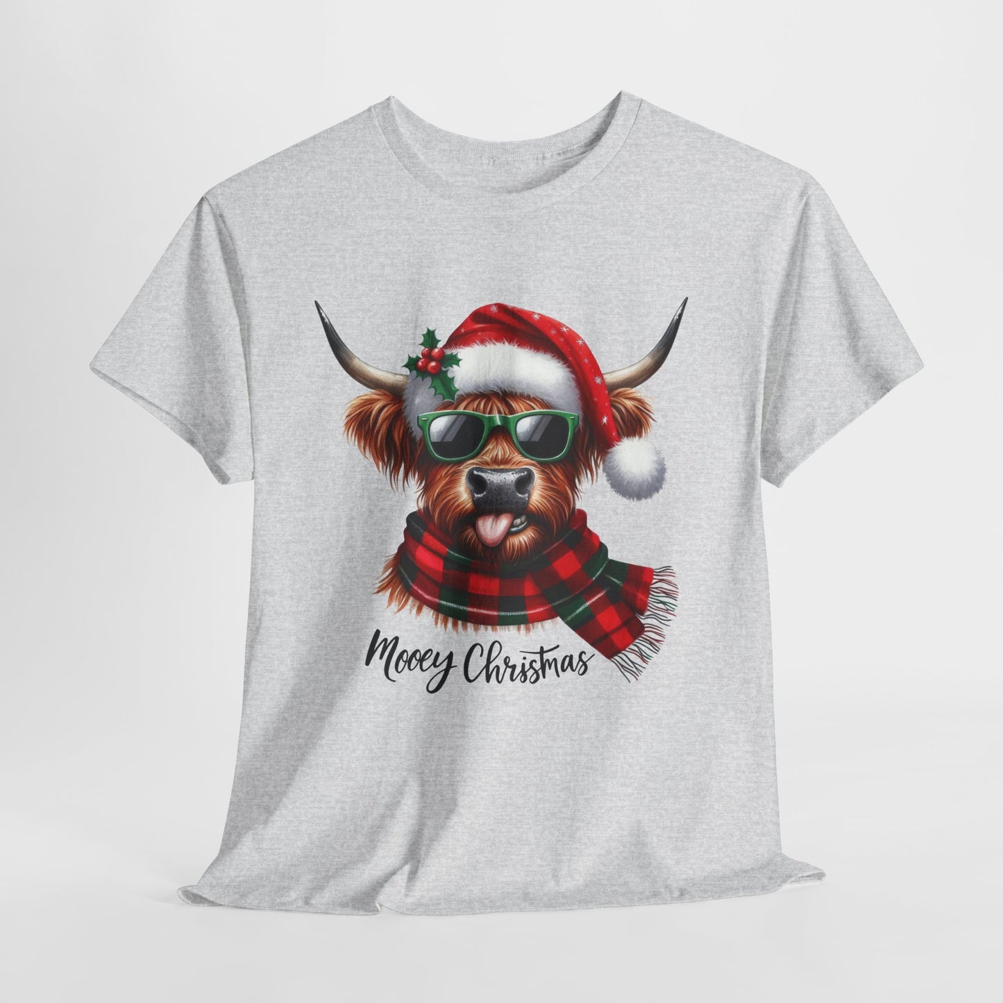 Merry Christmas Highland Cow Tee - Heavy Cotton Shirt