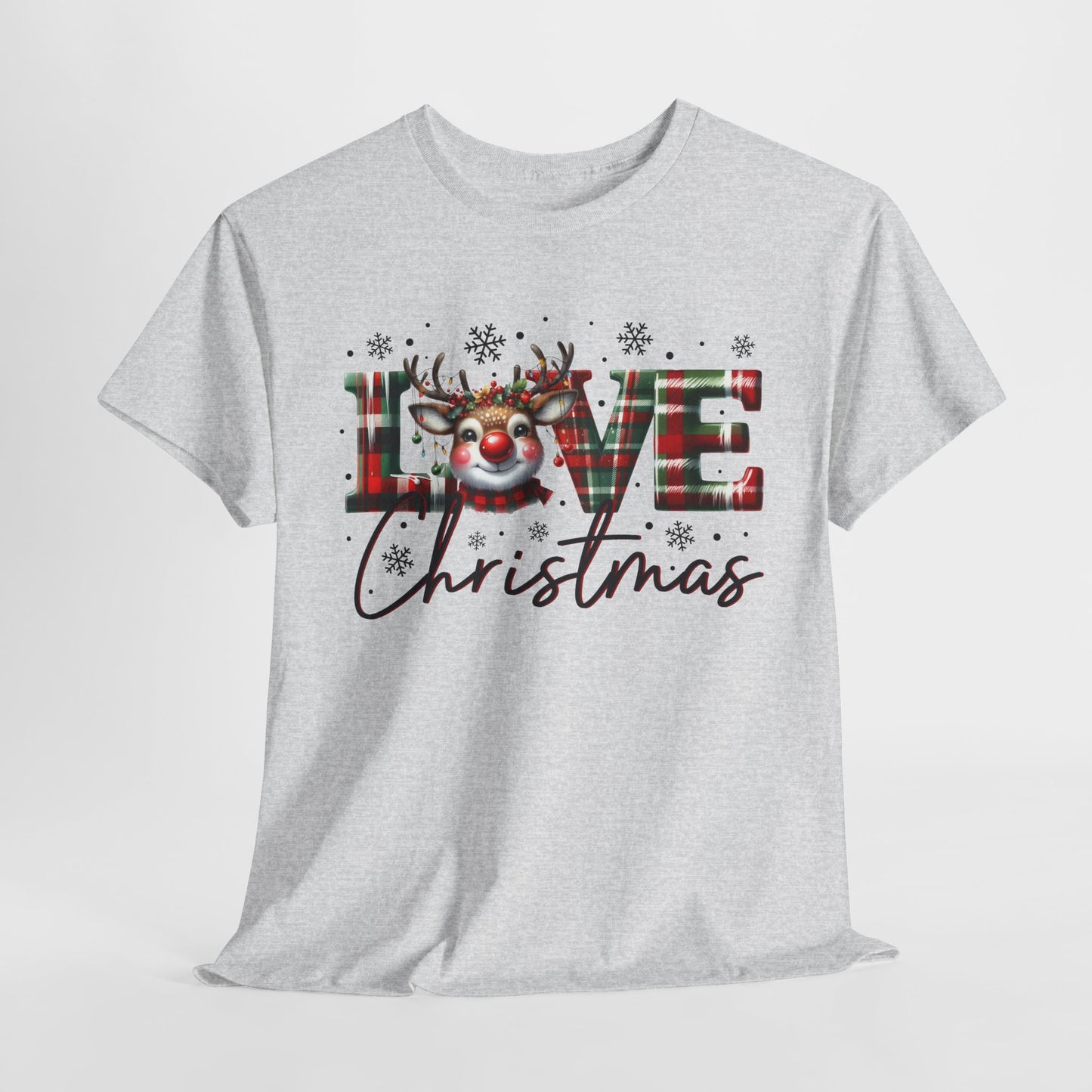 Love Christmas Heavy Cotton Tee - Festive and Comfortable Holiday Apparel