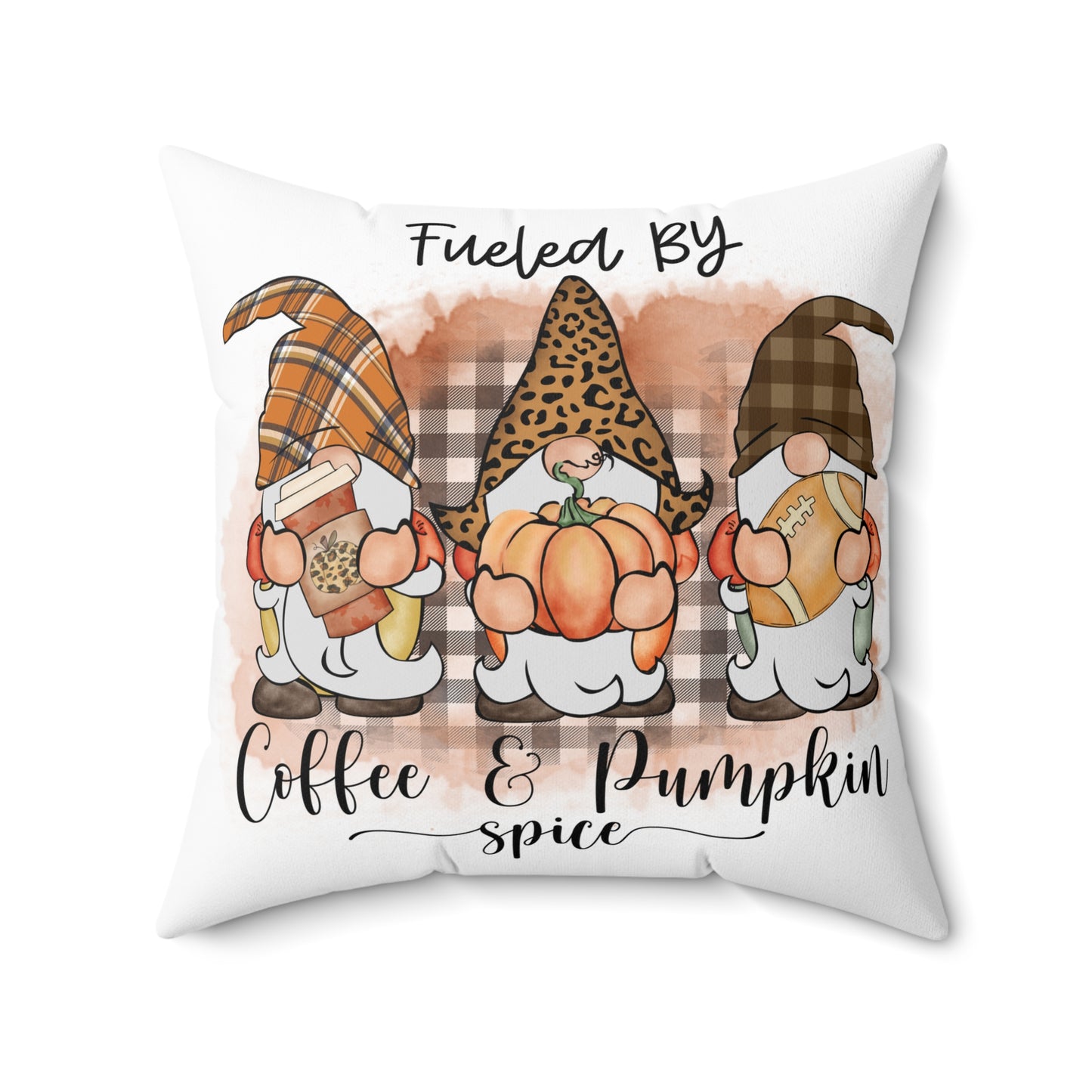 Coffee & Pumpkin Spice Gnome Pillow — Fall Decorative Accent