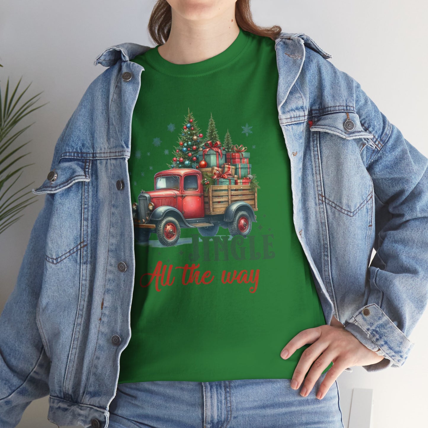 Jingle All the Way Holiday Tee - Heavy Cotton Shirt for Christmas Celebrations