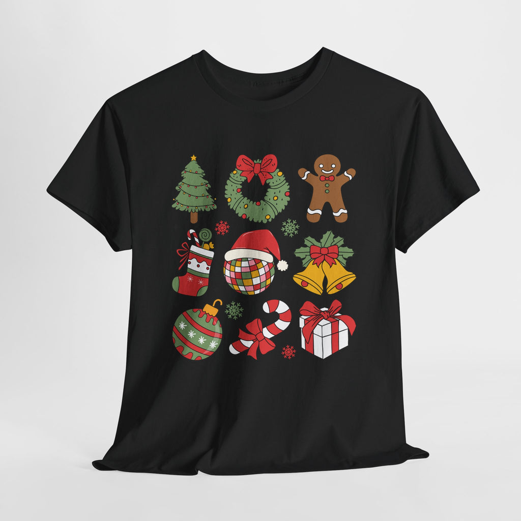 Festive Holiday Heavy Cotton Tee - Christmas Cheer Design