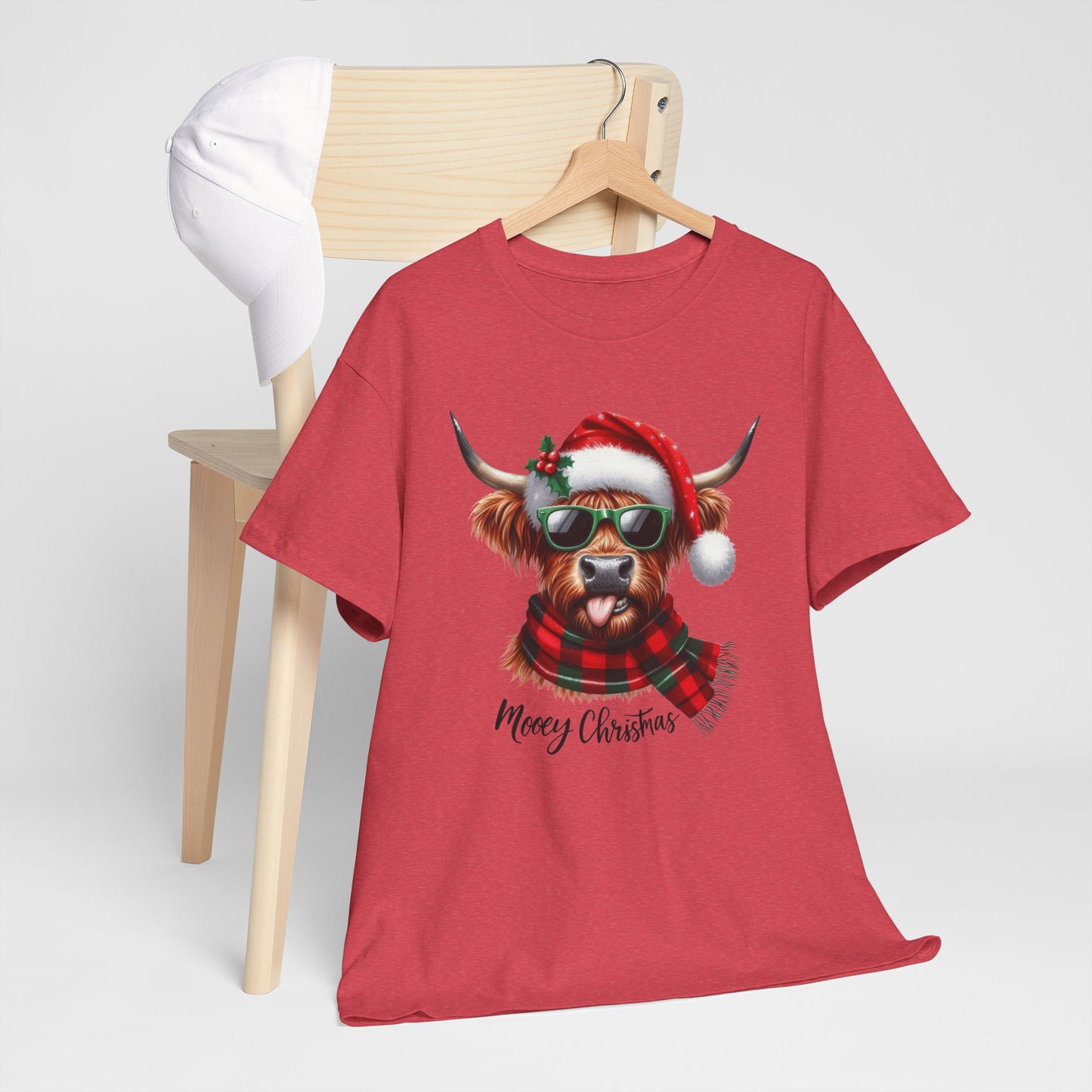 Merry Christmas Highland Cow Tee - Heavy Cotton Shirt