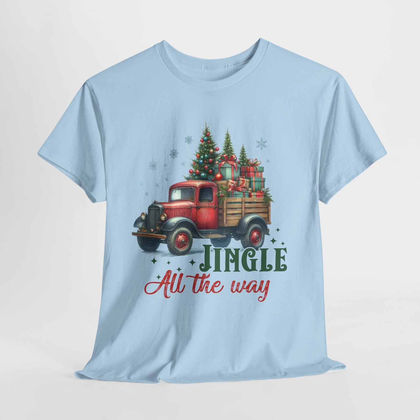 Jingle All the Way Holiday Tee - Heavy Cotton Shirt for Christmas Celebrations