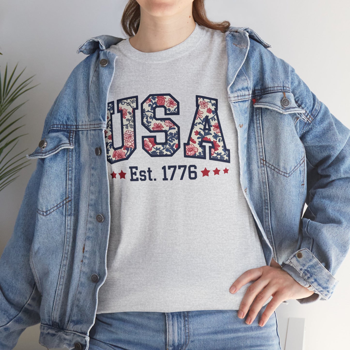 Patriotic USA Floral- Tee