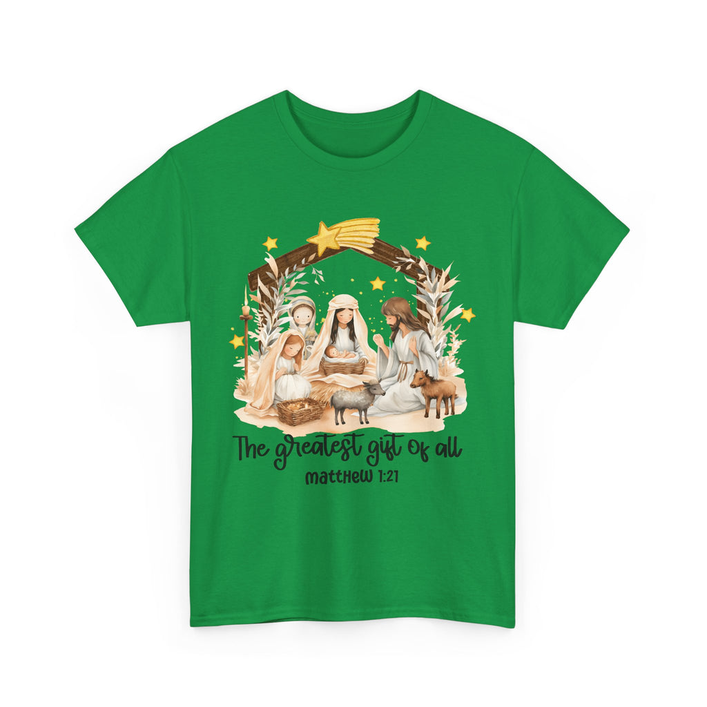 The Greatest Gift of All Heavy Cotton Tee - Christmas Nativity Design