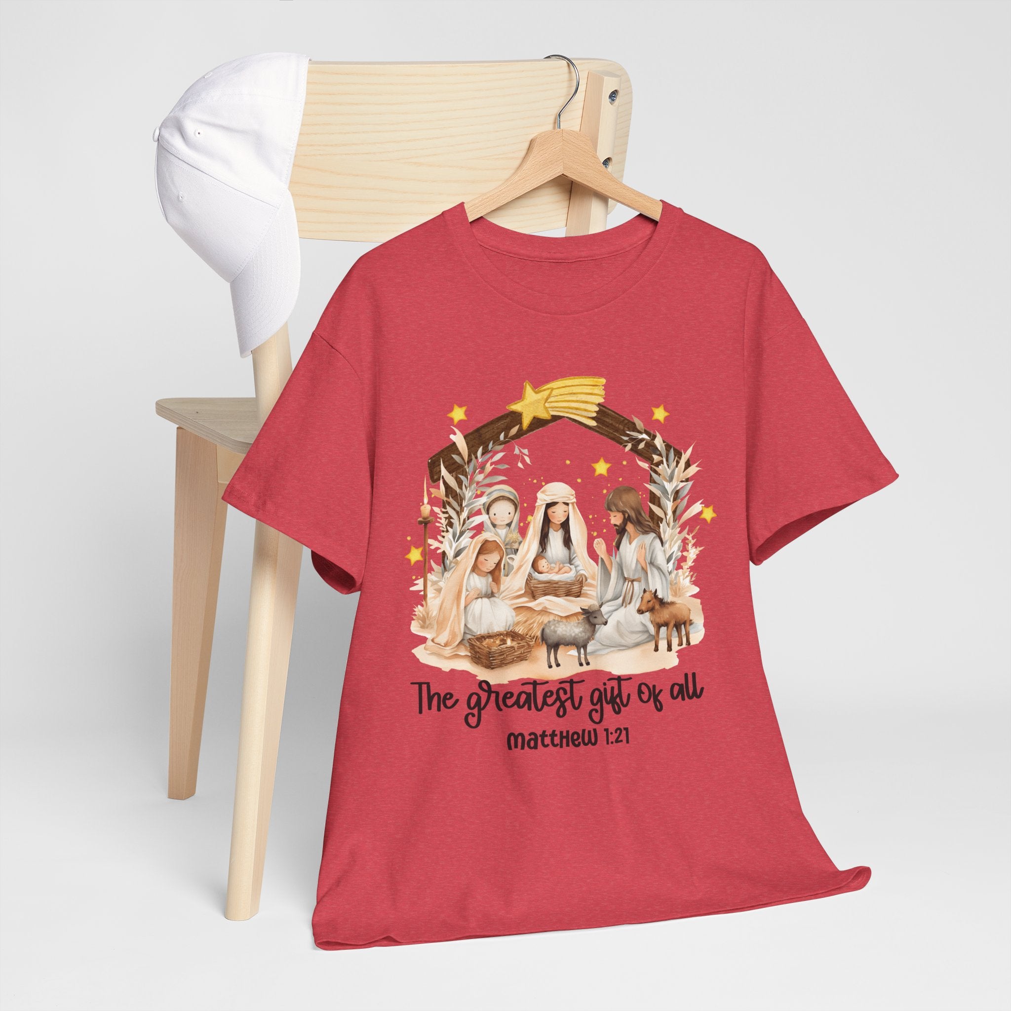 The Greatest Gift of All Heavy Cotton Tee - Christmas Nativity Design