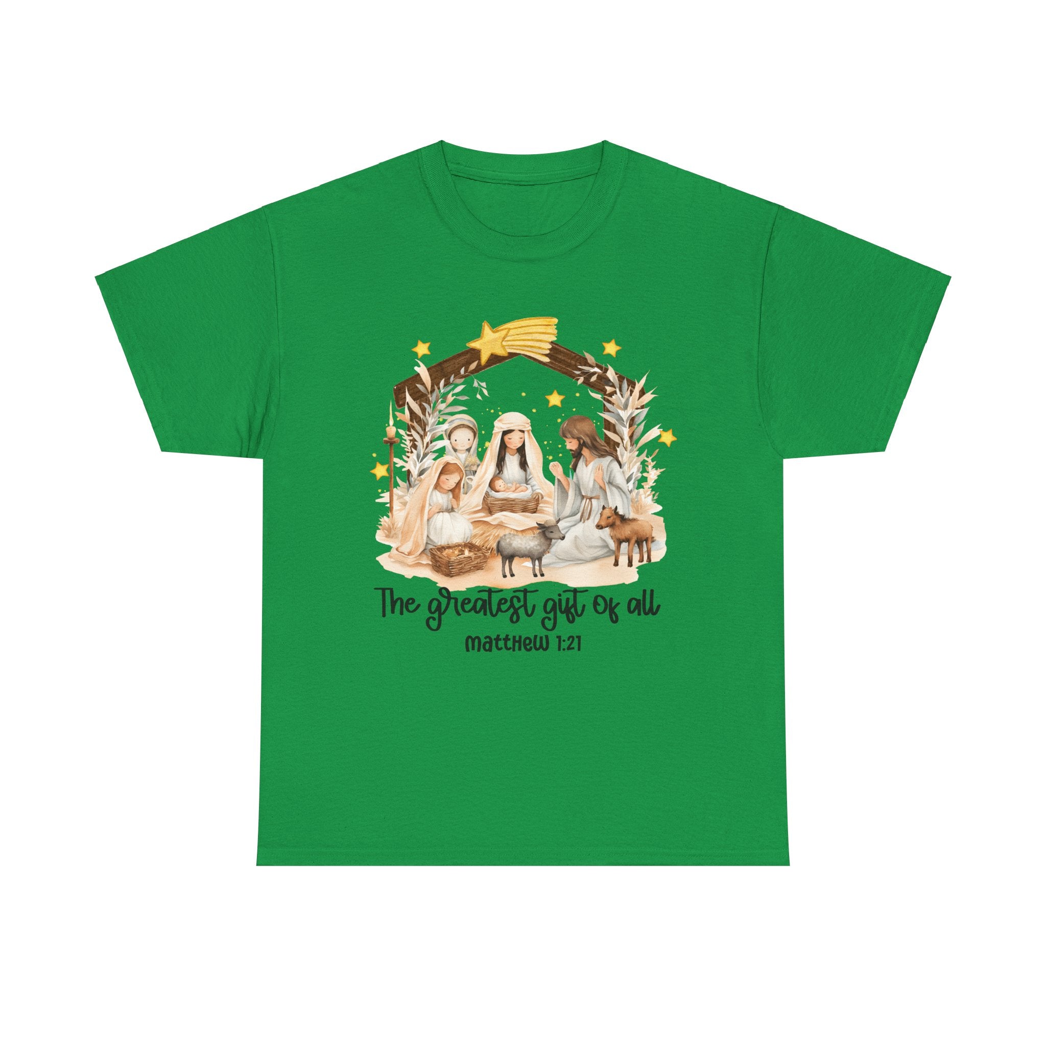 The Greatest Gift of All Heavy Cotton Tee - Christmas Nativity Design