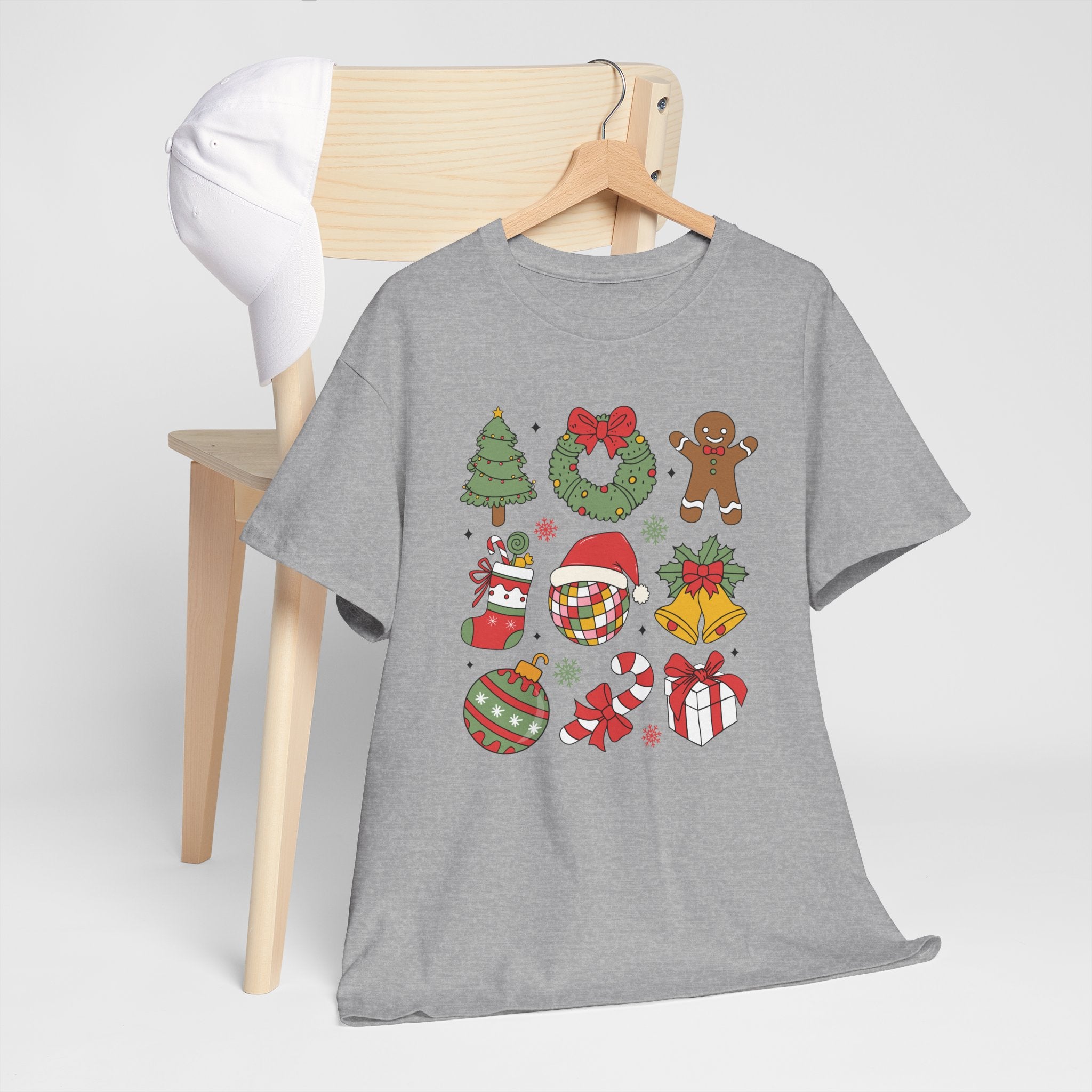 Festive Holiday Heavy Cotton Tee - Christmas Cheer Design