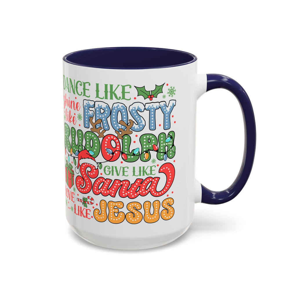 Festive Accent Coffee Mug - Holiday Cheer with Santa & Friends Design