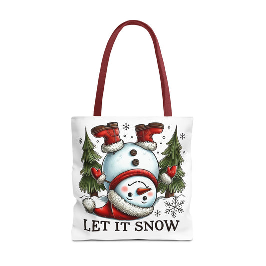 Festive Snowman Tote Bag - "Let It Snow" Christmas Shopping Bag
