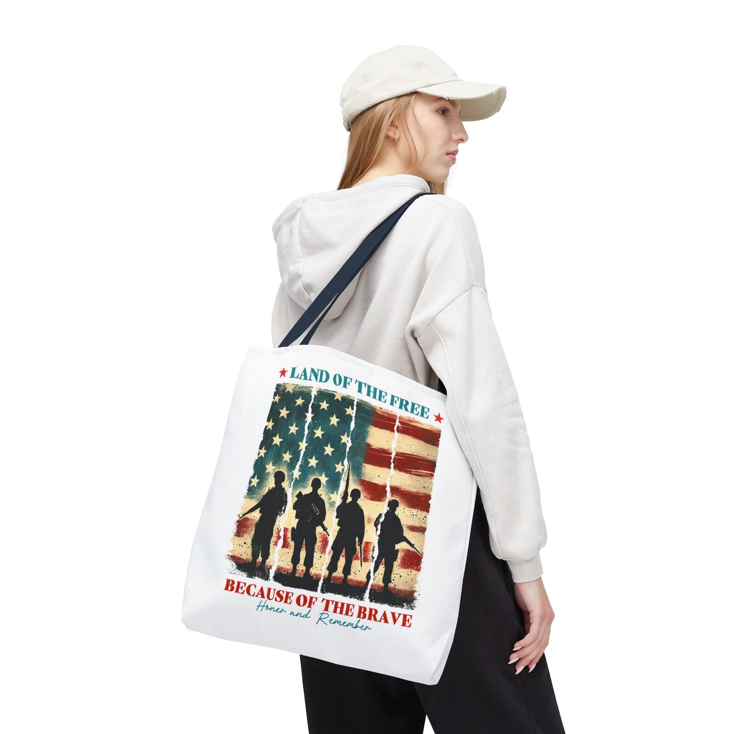 Patriotic Tote Bag - Land of the Free, Because of the Brave