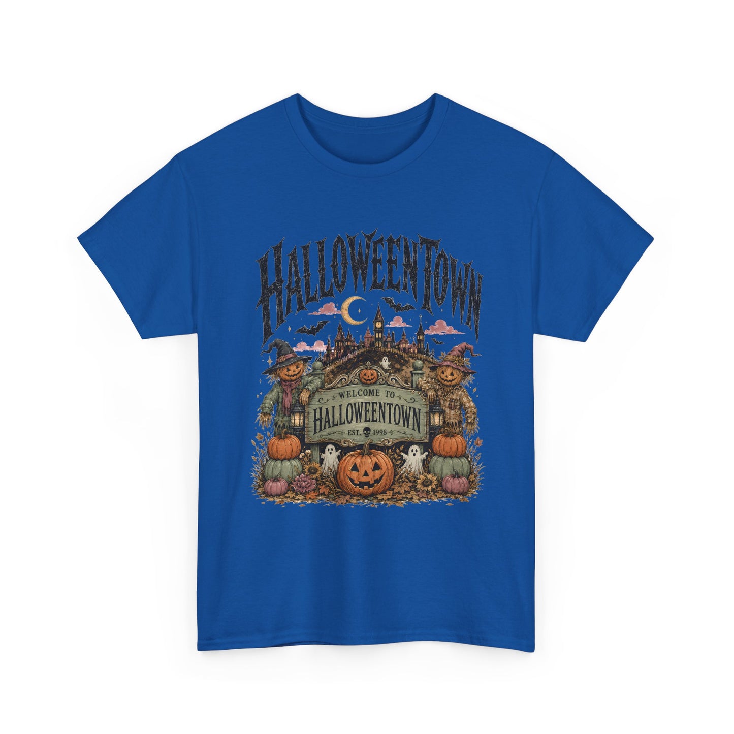 Vintage Halloween Pumpkin & Haunted Village T-Shirt