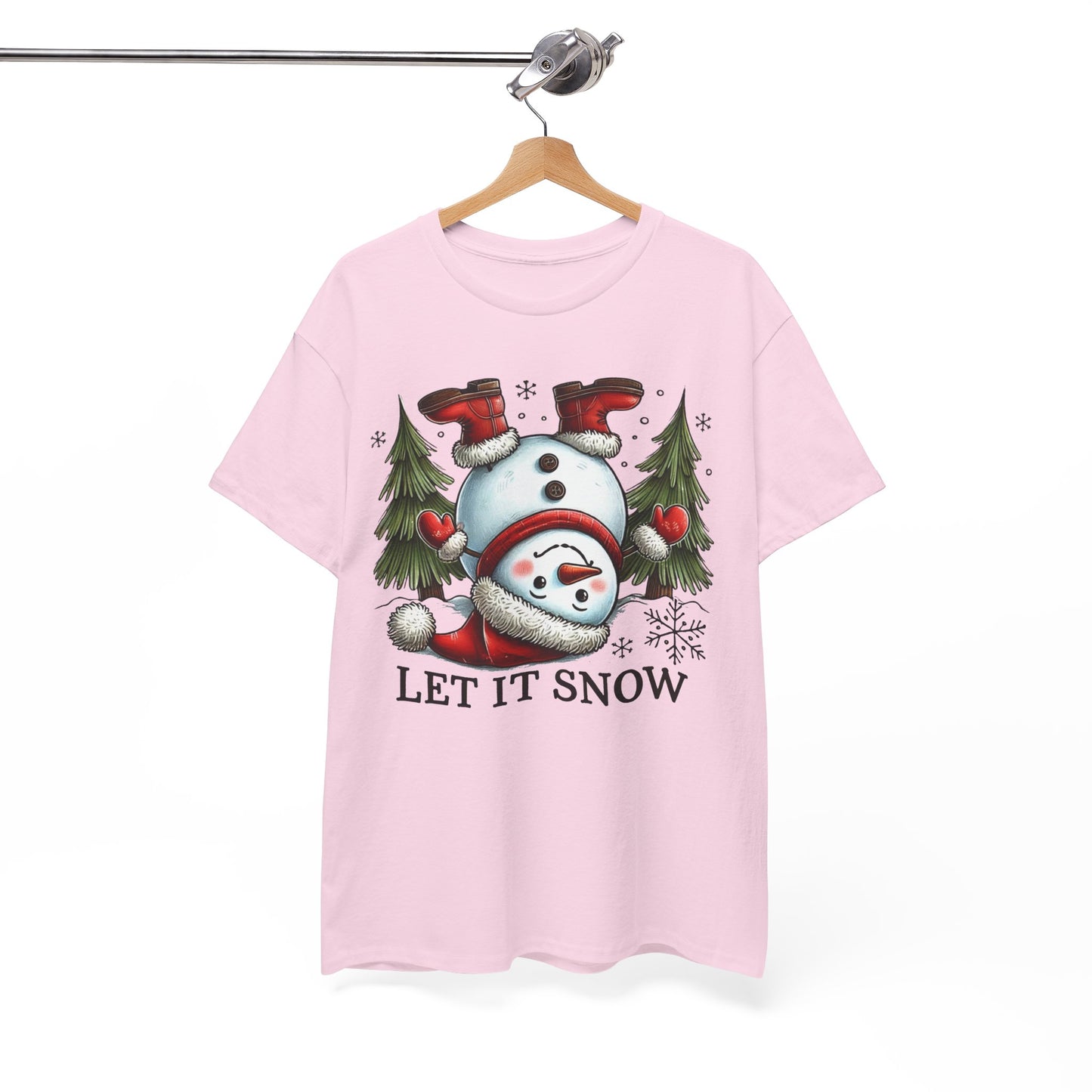 Let It Snow Heavy Cotton Tee - Festive Winter Apparel