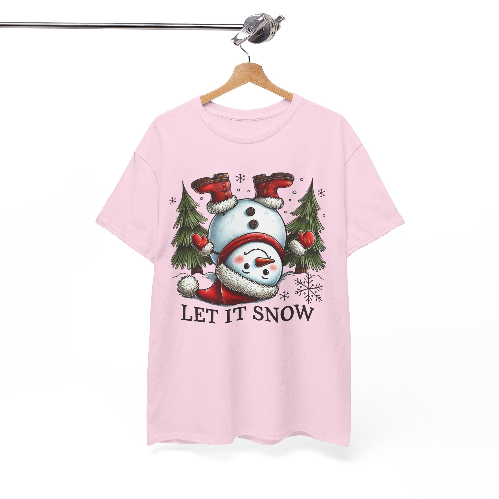 Let It Snow Heavy Cotton Tee - Festive Winter Apparel