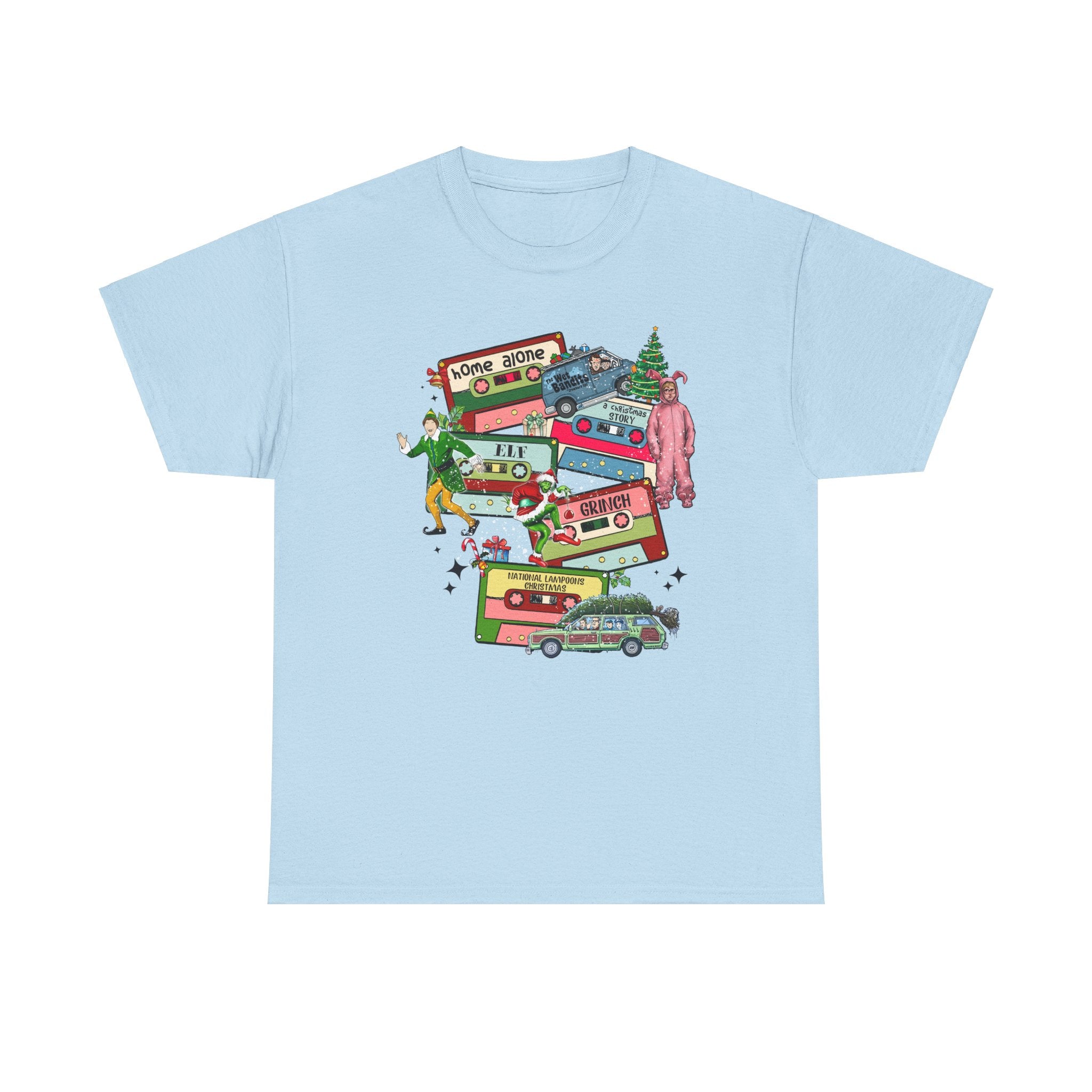 Retro Holiday Vibes Heavy Cotton Tee - 'Home Alone' Christmas Design