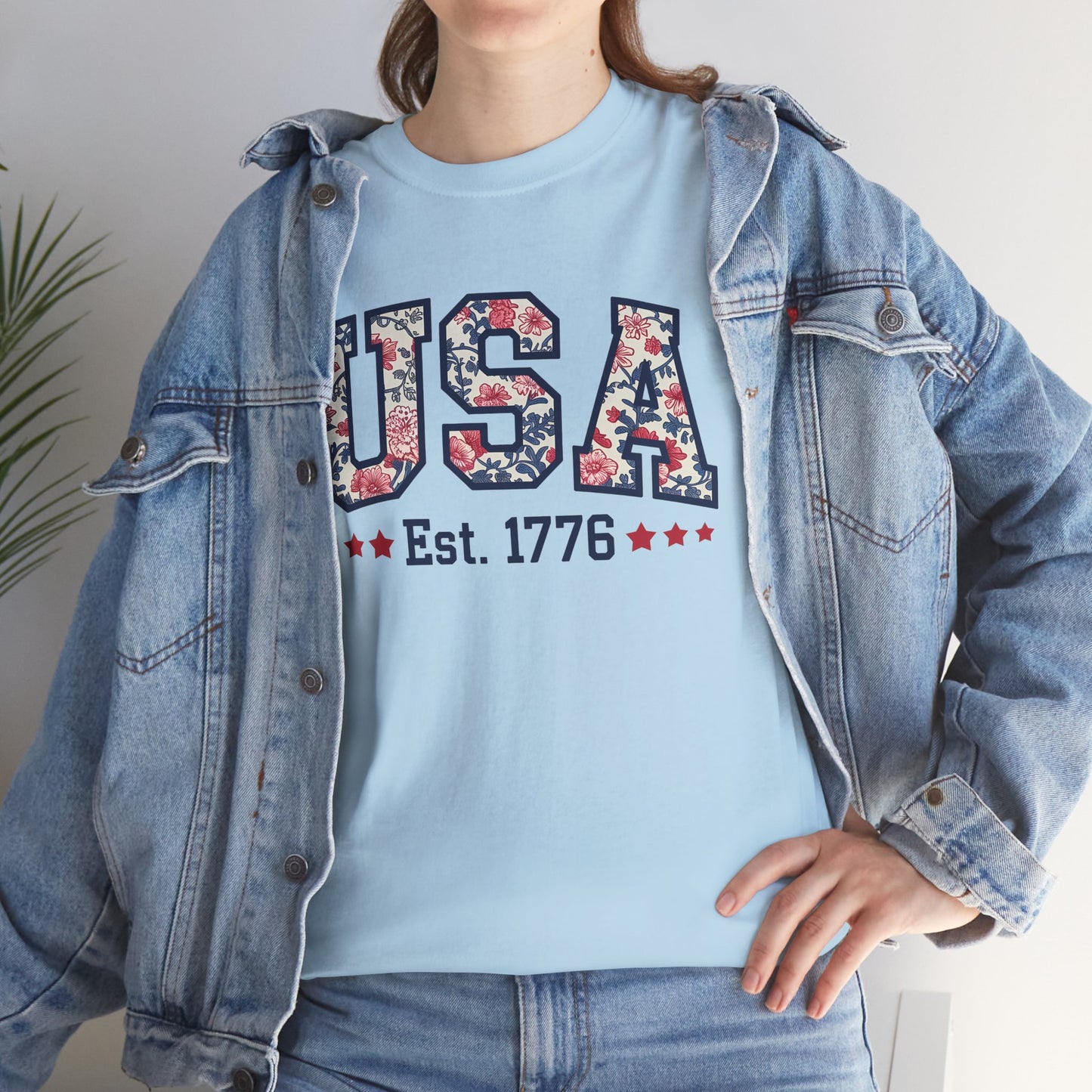 Patriotic USA Floral- Tee