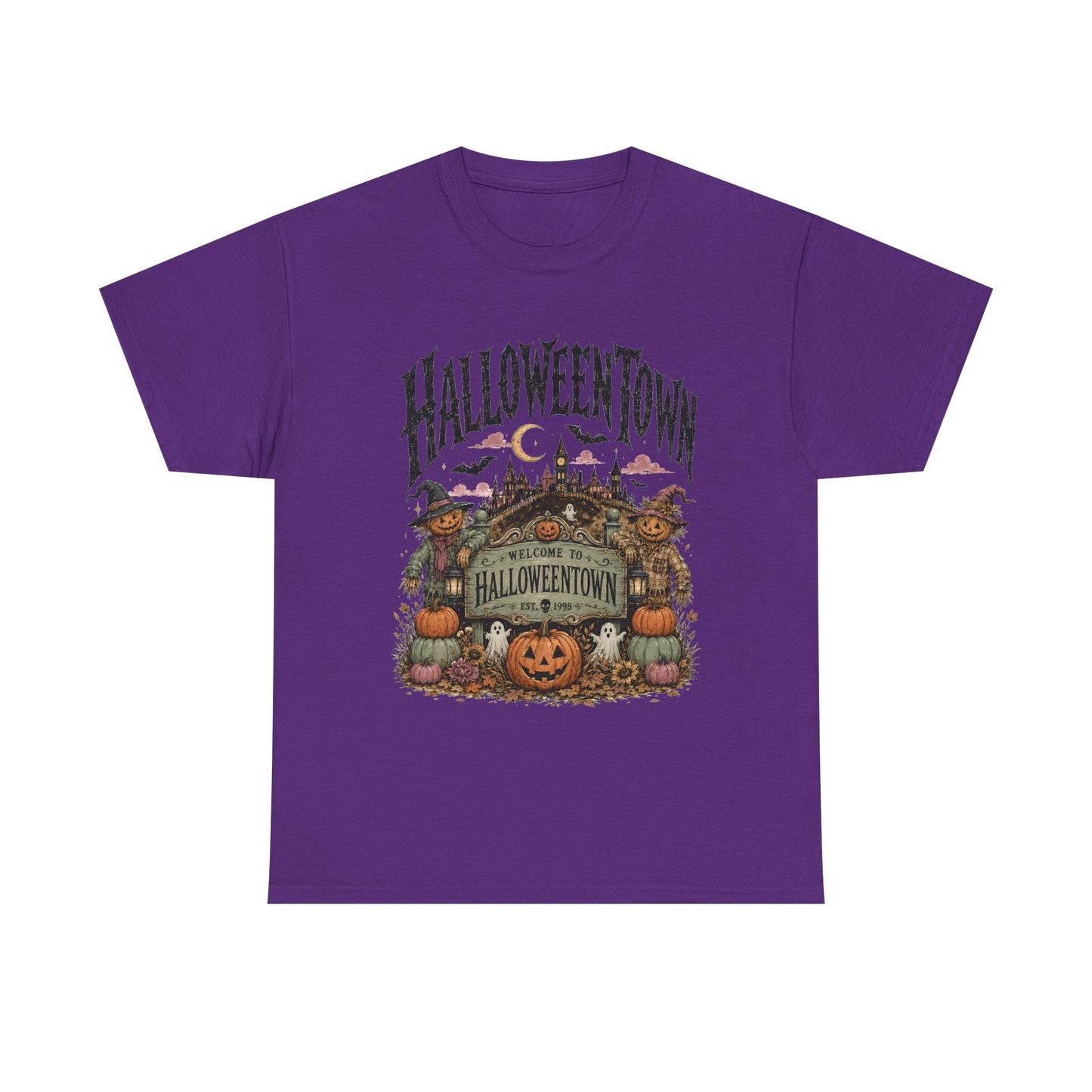 Vintage Halloween Pumpkin & Haunted Village T-Shirt