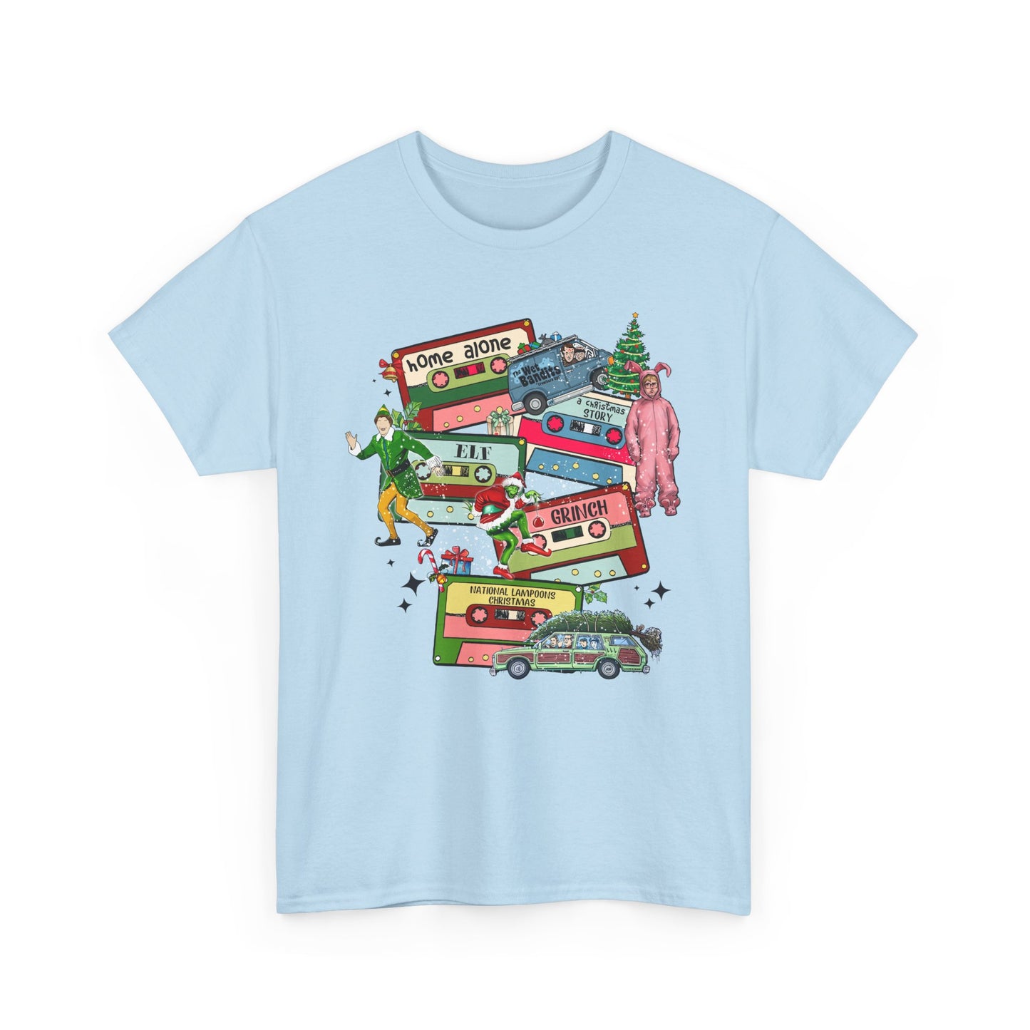 Retro Holiday Vibes Heavy Cotton Tee - 'Home Alone' Christmas Design