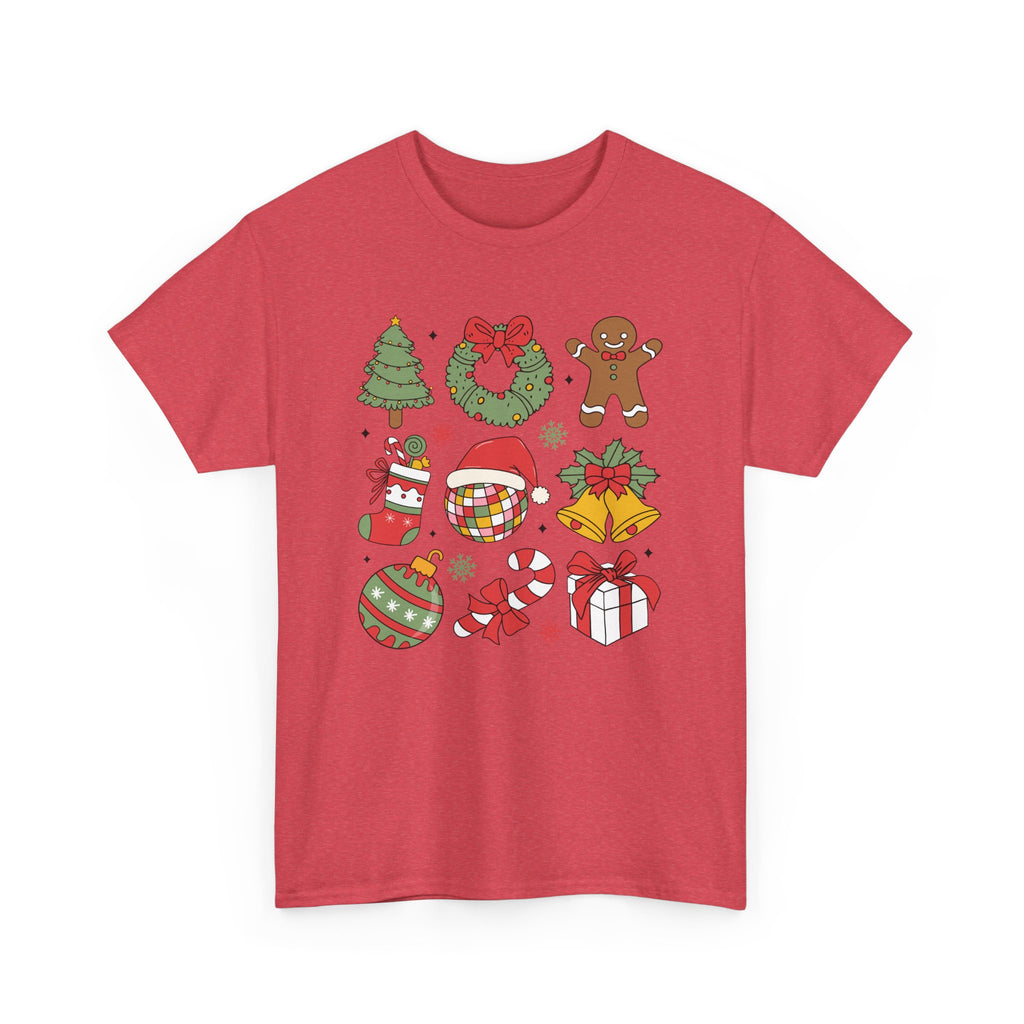 Festive Holiday Heavy Cotton Tee - Christmas Cheer Design
