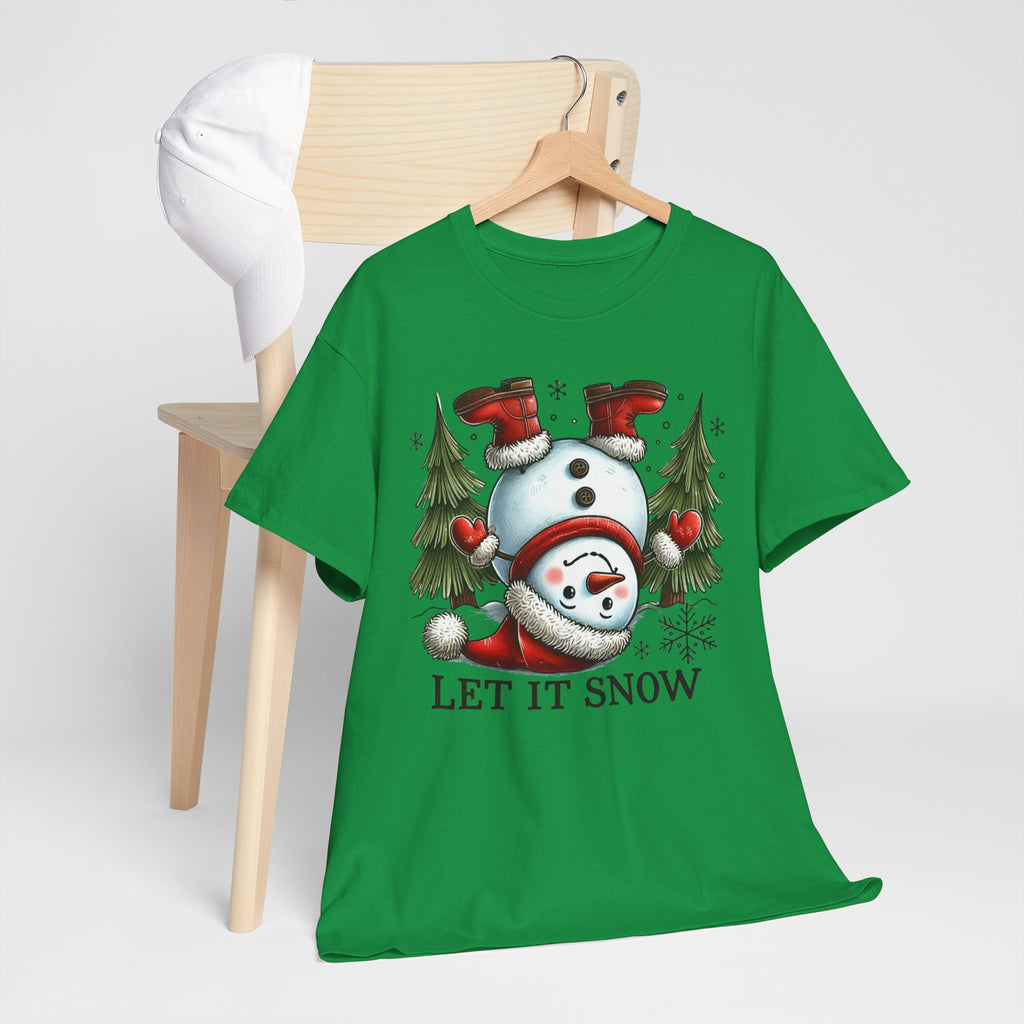 Let It Snow Heavy Cotton Tee - Festive Winter Apparel