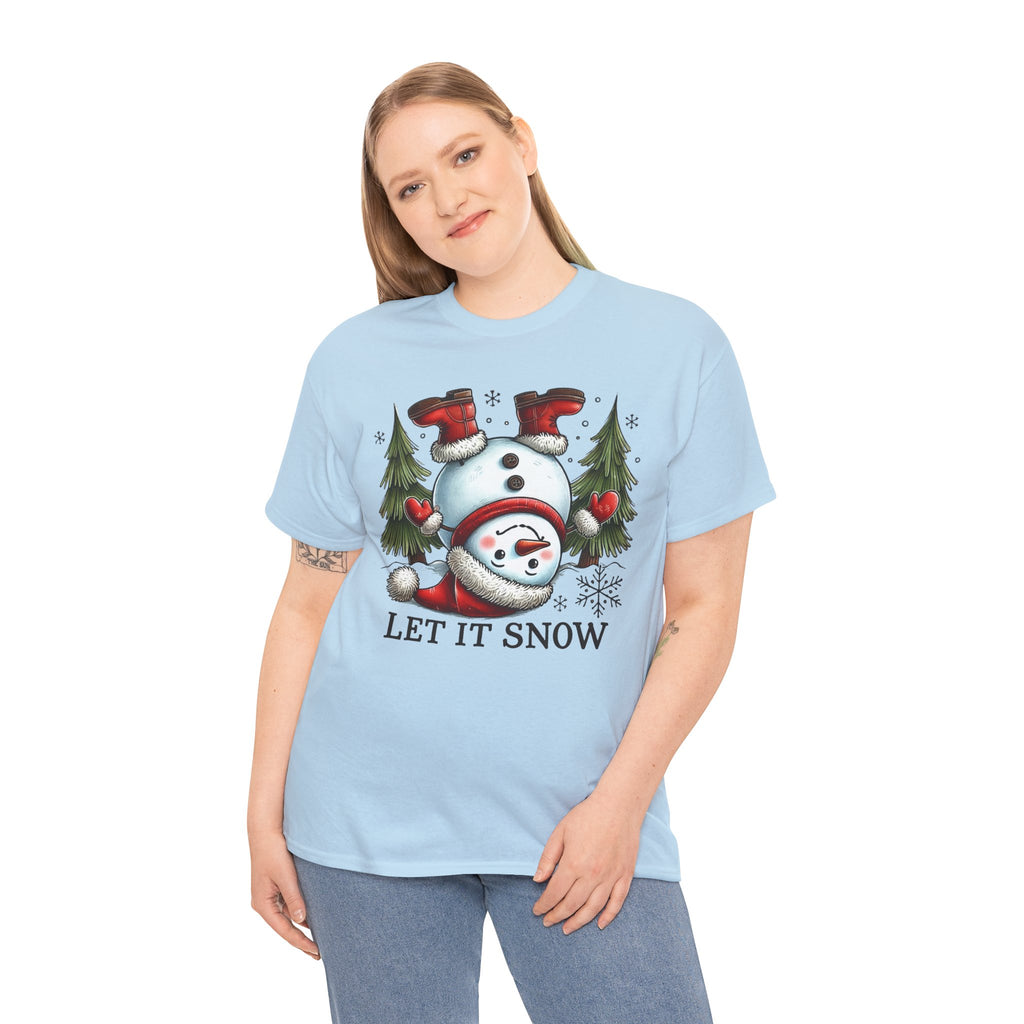 Let It Snow Heavy Cotton Tee - Festive Winter Apparel