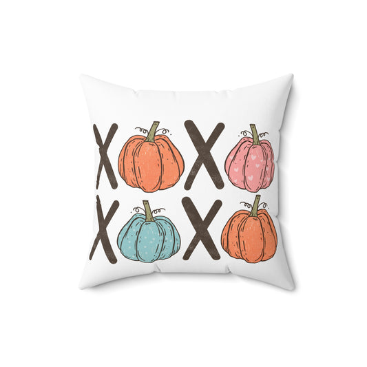 Pumpkin XOXO Decorative Throw Pillow — Pastel Fall Pumpkin Pillow
