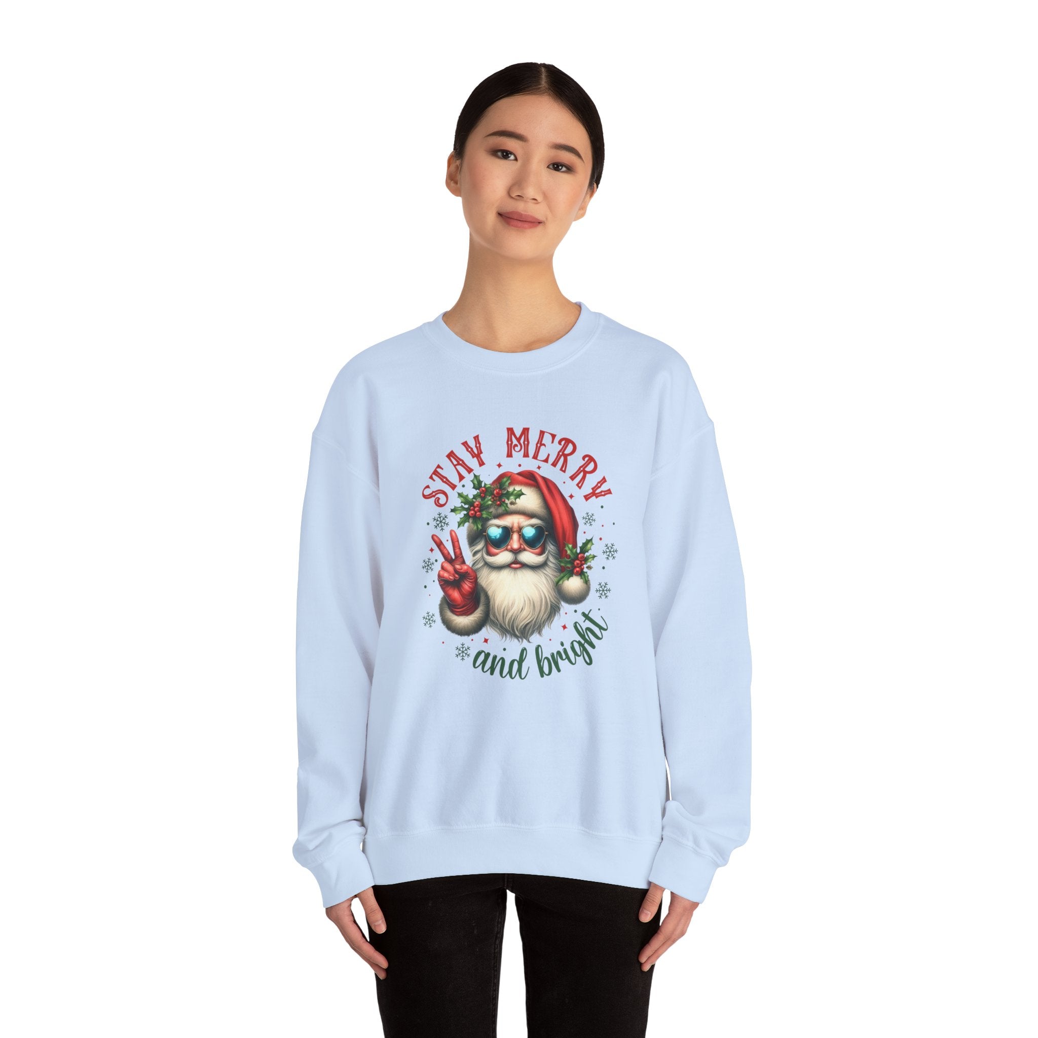 Stay Merry and Bright Crewneck Sweatshirt - Festive Holiday Apparel