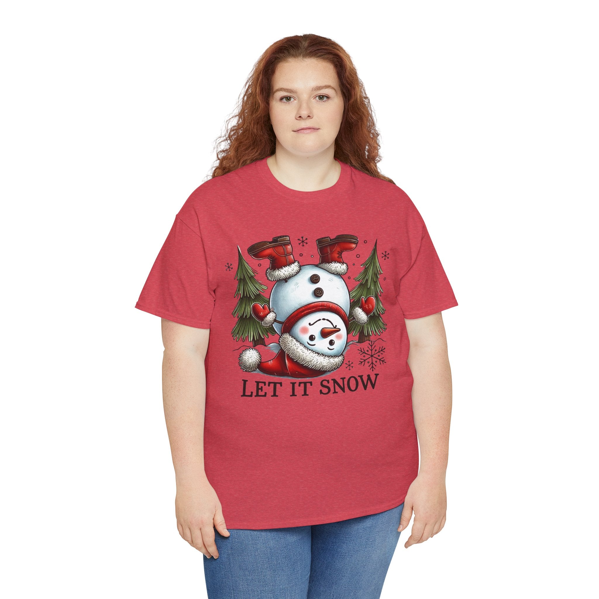 Let It Snow Heavy Cotton Tee - Festive Winter Apparel