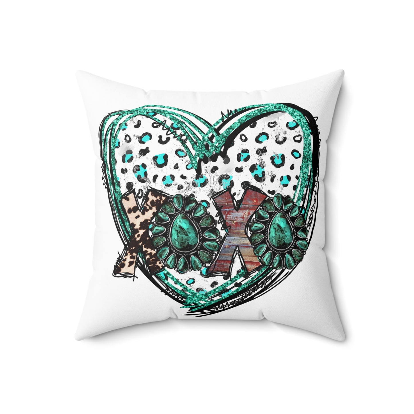 Teal Leopard XOXO Heart