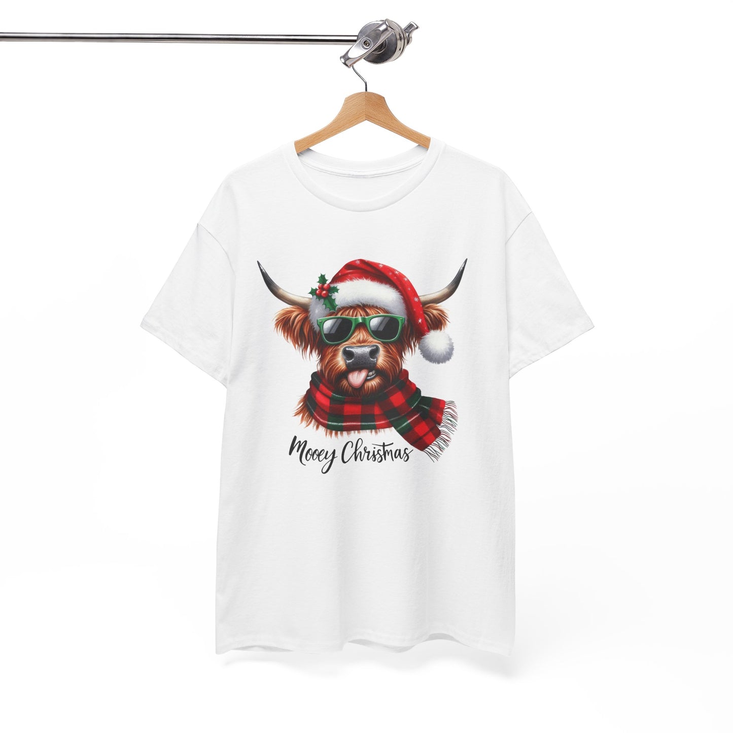Merry Christmas Highland Cow Tee - Heavy Cotton Shirt