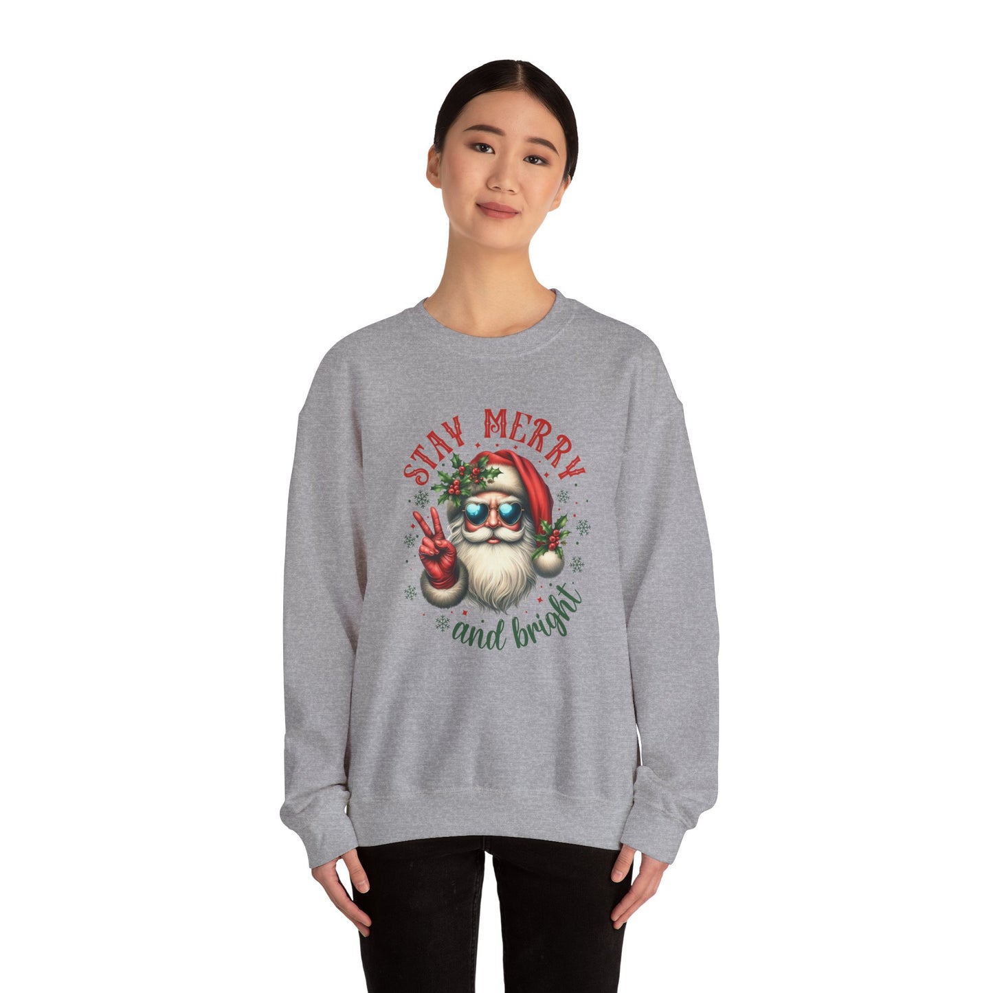 Stay Merry and Bright Crewneck Sweatshirt - Festive Holiday Apparel