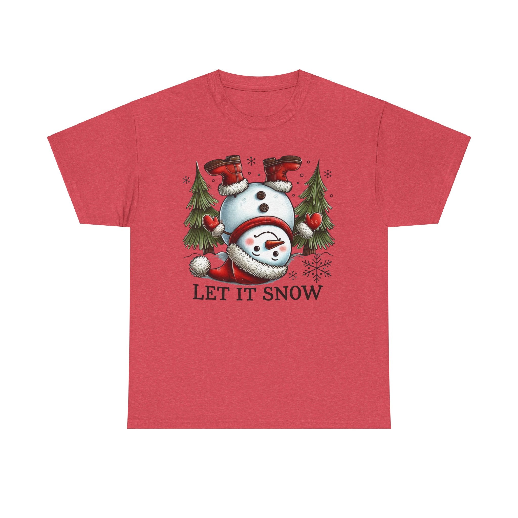 Let It Snow Heavy Cotton Tee - Festive Winter Apparel