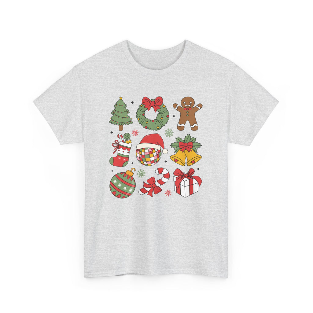 Festive Holiday Heavy Cotton Tee - Christmas Cheer Design