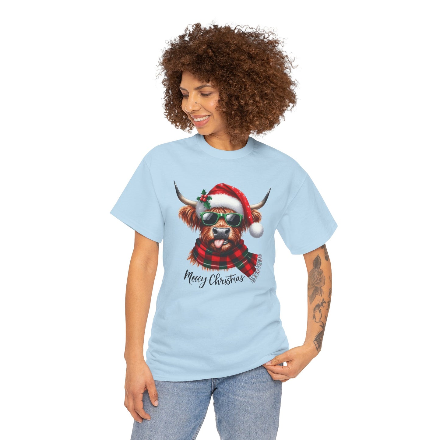 Merry Christmas Highland Cow Tee - Heavy Cotton Shirt