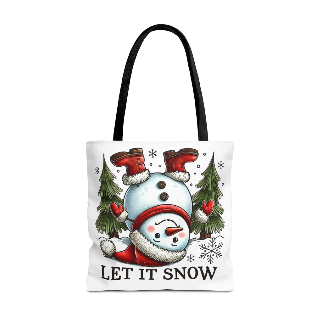Festive Snowman Tote Bag - "Let It Snow" Christmas Shopping Bag