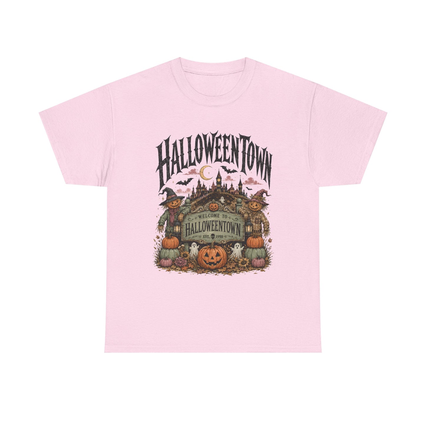 Vintage Halloween Pumpkin & Haunted Village T-Shirt