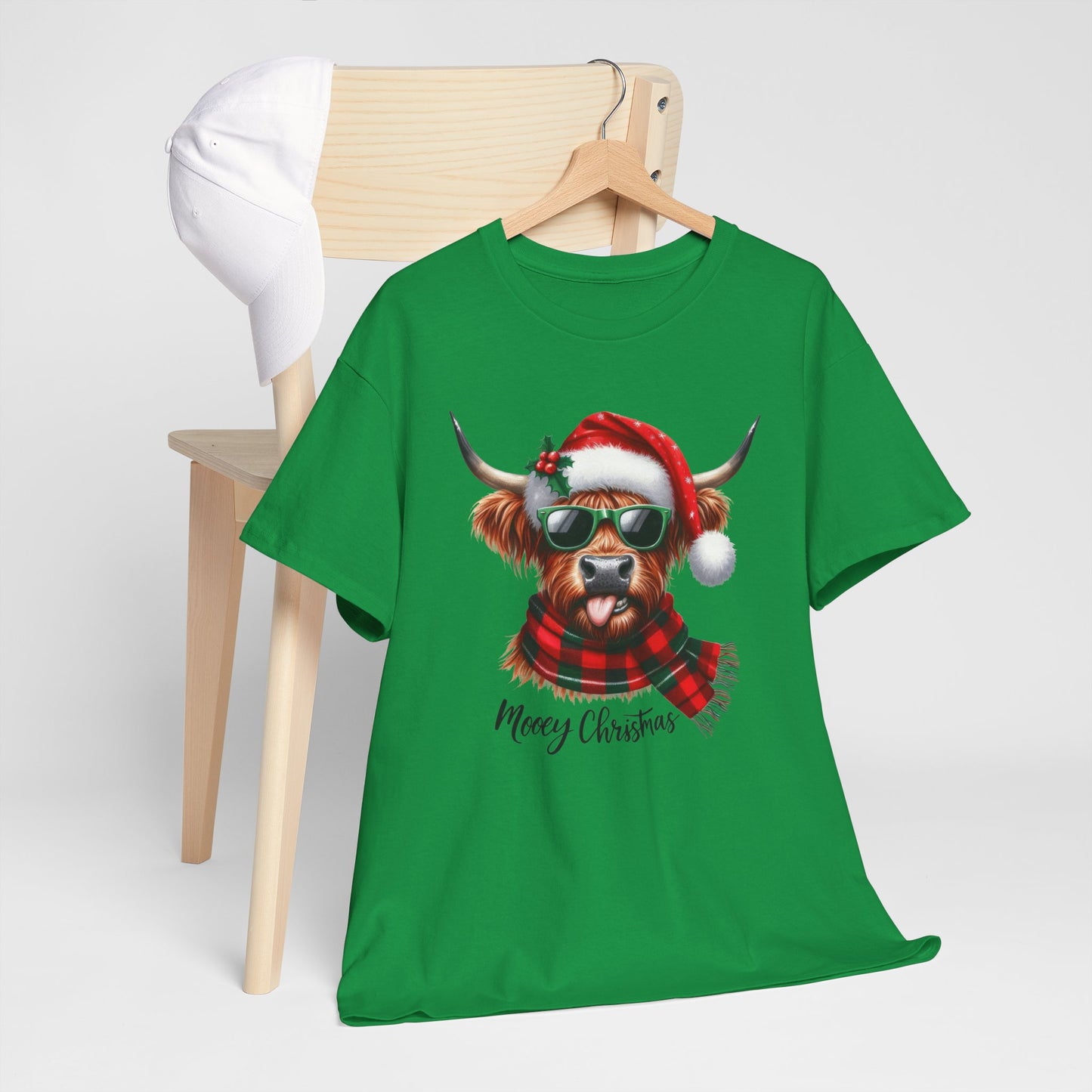 Merry Christmas Highland Cow Tee - Heavy Cotton Shirt