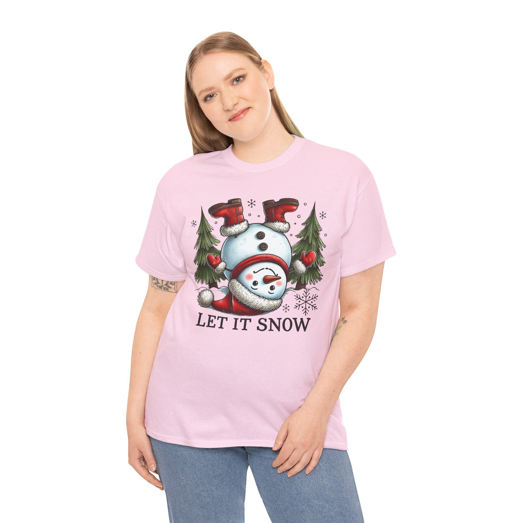 Let It Snow Heavy Cotton Tee - Festive Winter Apparel