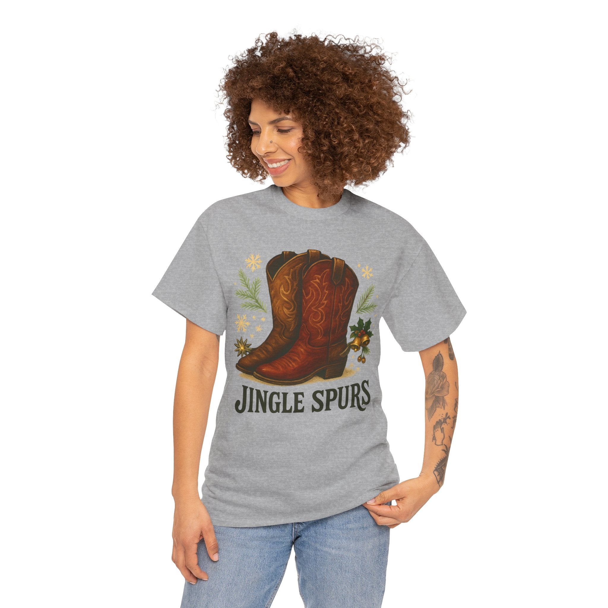 Jingle Spurs Cowboy Boots Christmas T‑Shirt
