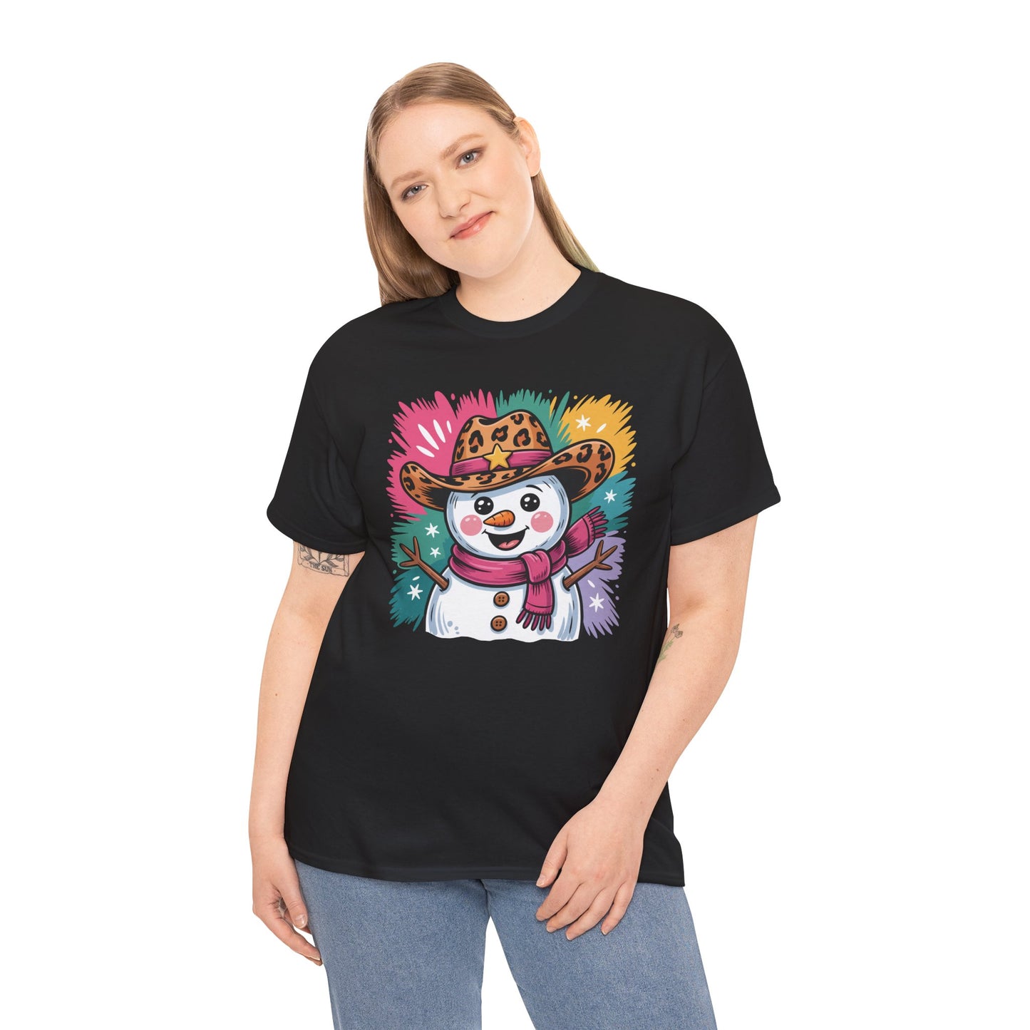 Cute Western Snowman Holiday Tee