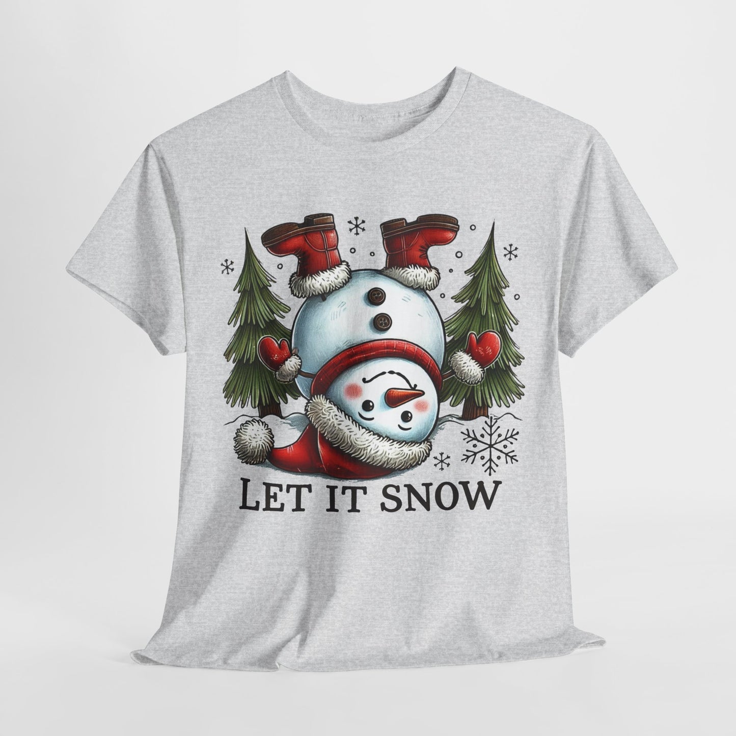 Let It Snow Heavy Cotton Tee - Festive Winter Apparel