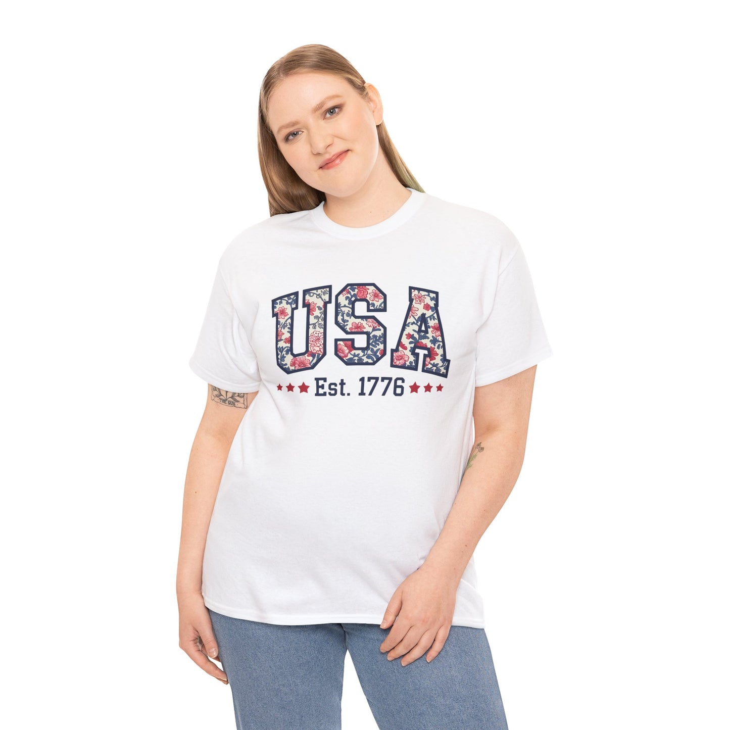 Patriotic USA Floral- Tee