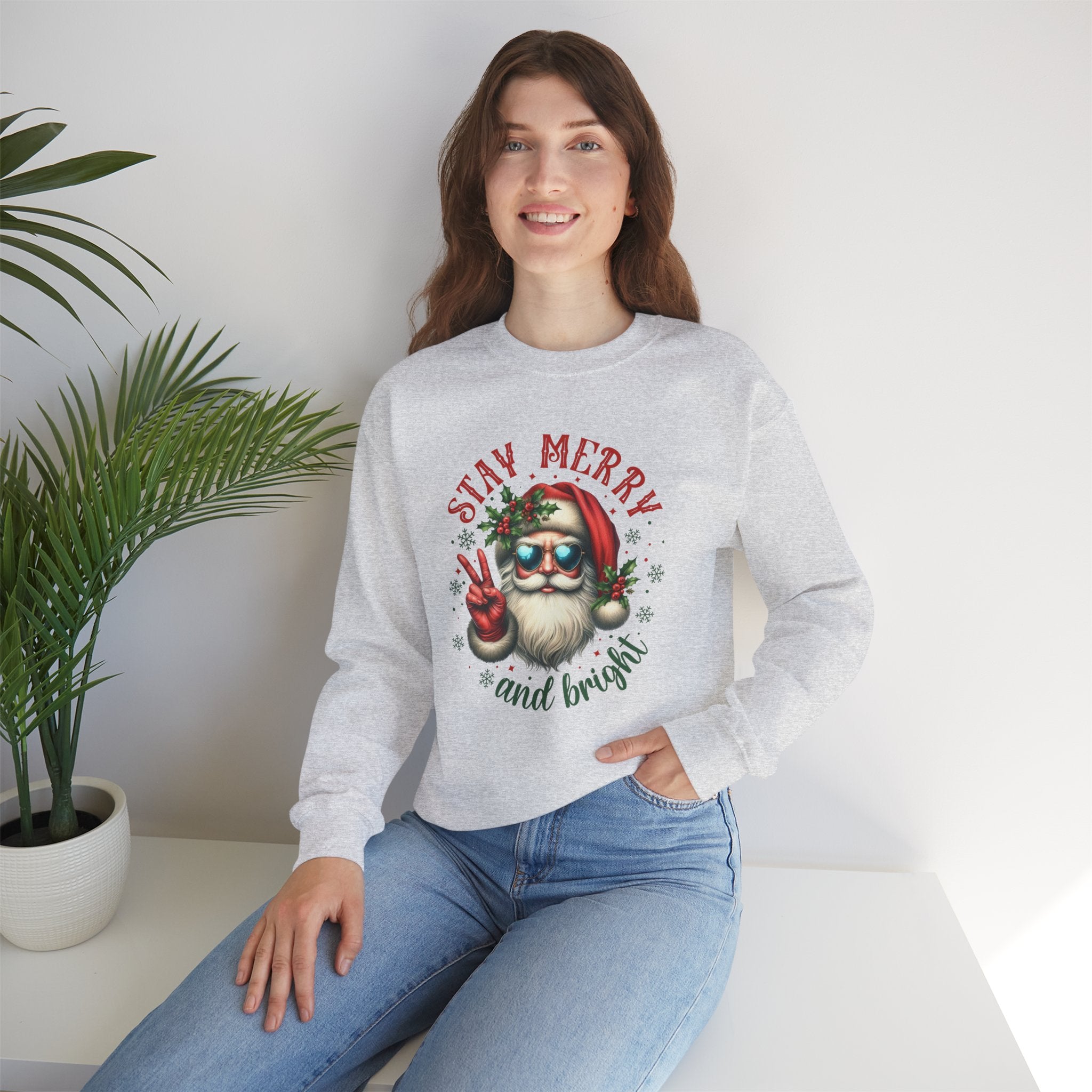 Stay Merry and Bright Crewneck Sweatshirt - Festive Holiday Apparel