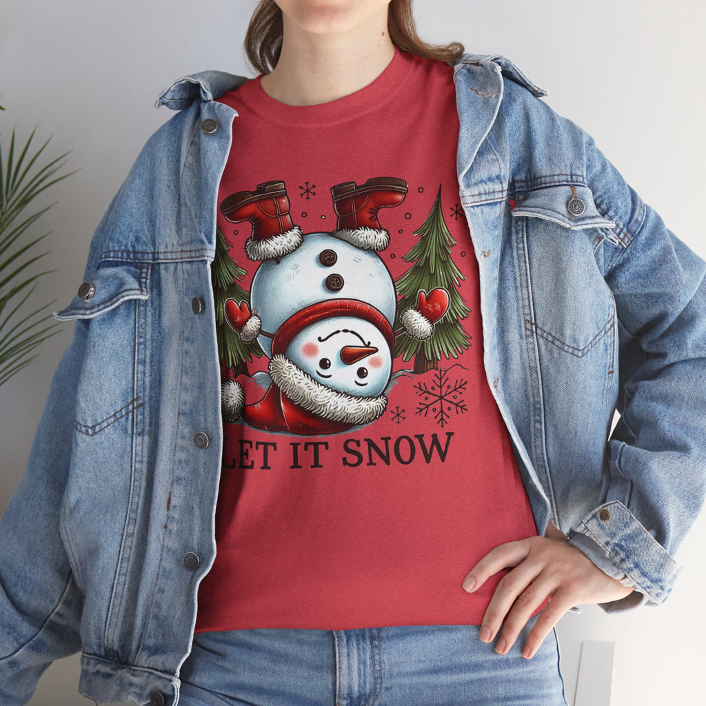 Let It Snow Heavy Cotton Tee - Festive Winter Apparel