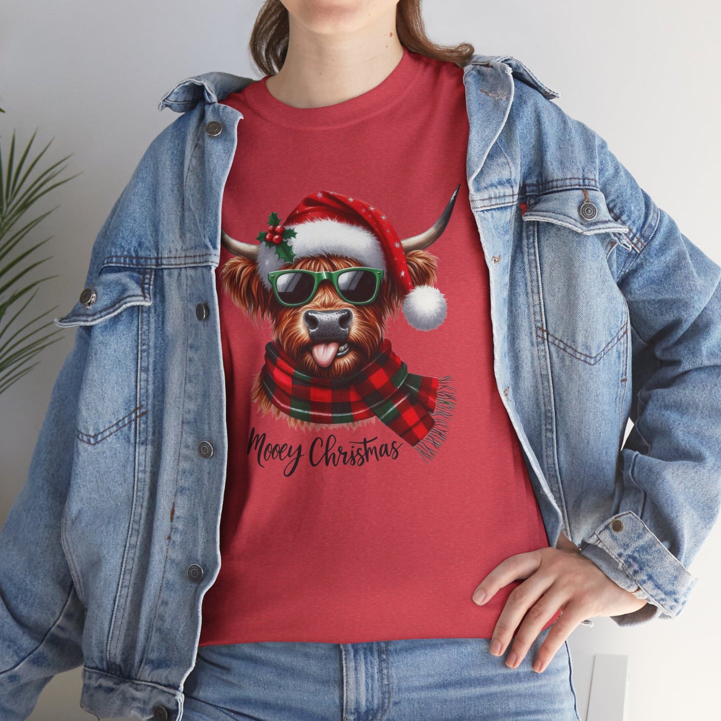 Merry Christmas Highland Cow Tee - Heavy Cotton Shirt